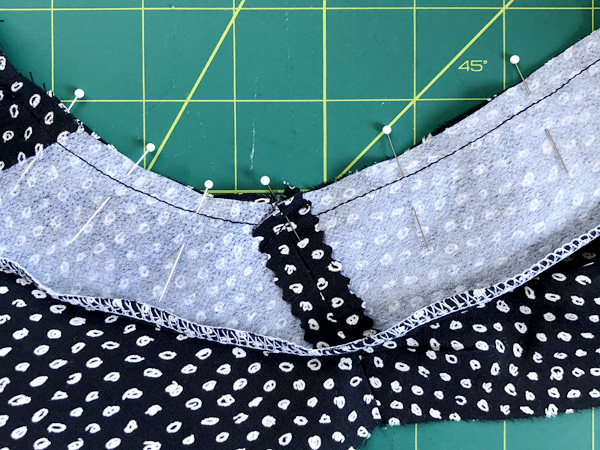 Attach facing to shirt all along neckline and down front for Dana Point top pattern hack