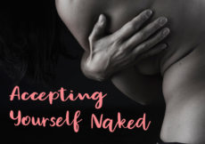 Accepting Yourself Naked: woman's hand wrapped around her naked side from the back. Original photo by Rodolfo Clix