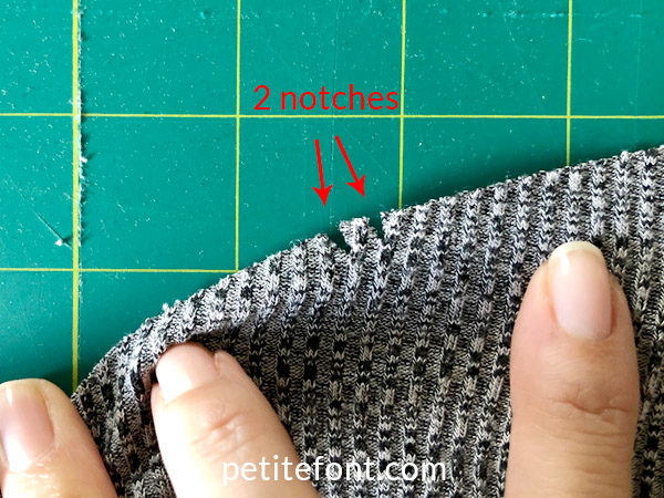 Como Cardigan Sew Along: 2 notches cut into the back sleeve