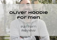 Oliver hoodie on a smiling man with text overlay: Oliver Hoodie for Men Pattern Review