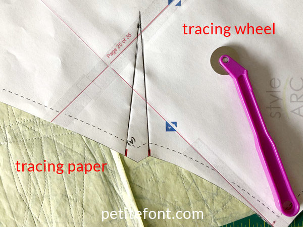 Como Cardigan Sew Along: example of marking tools (tracing paper and tracing wheel)