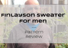 Text over a bald male reads Finlayson Sweater for Men--Pattern Review, Petite Font dot com