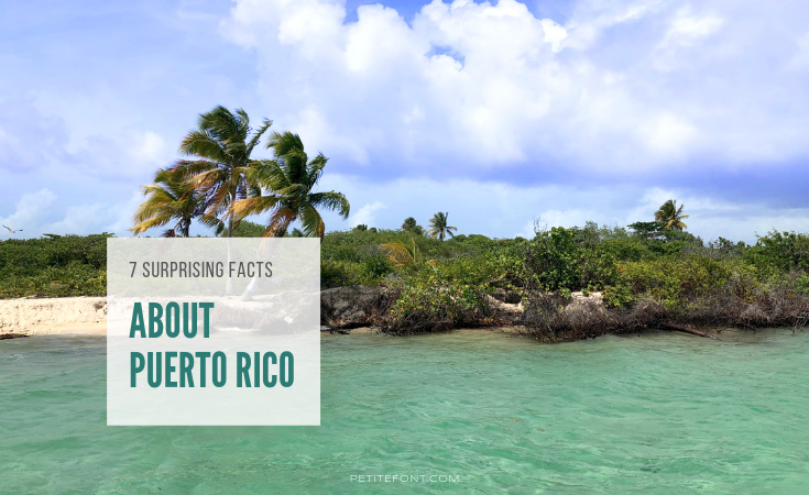 Tropical beach with text overlay that reads 7 Surprising Facts about Puerto Rico