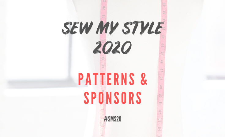 Mannequin with red measuring tape around shoulders and handbrushed lettering overlayed reading Sew My Style 2020 Patterns & Sponsors#SMS20