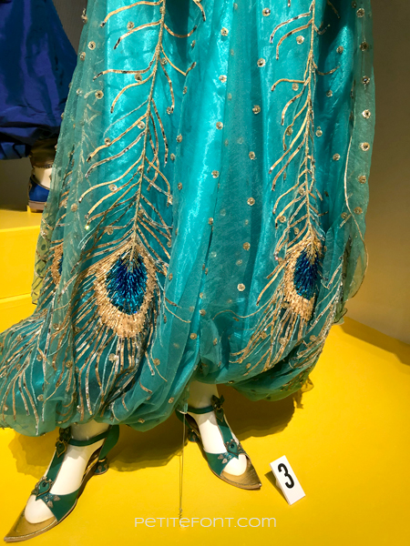 Close up of the Jasmine costume pants from the Aladdin movie, at the 2020 movie costumes exhibit at FIDM