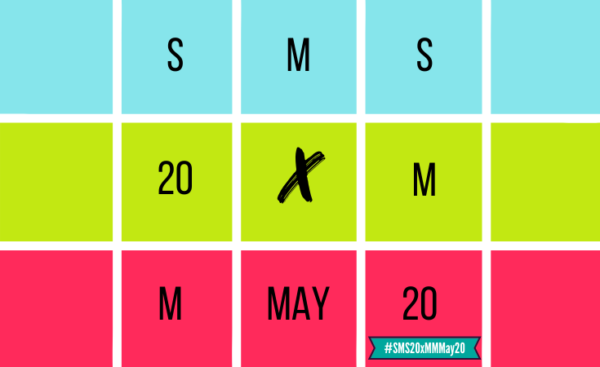 4 squares by 3 squares grid that spells out SMS 20 by Me Made May