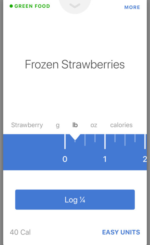 Screenshot of Noom frozen strawberry input options 3/3