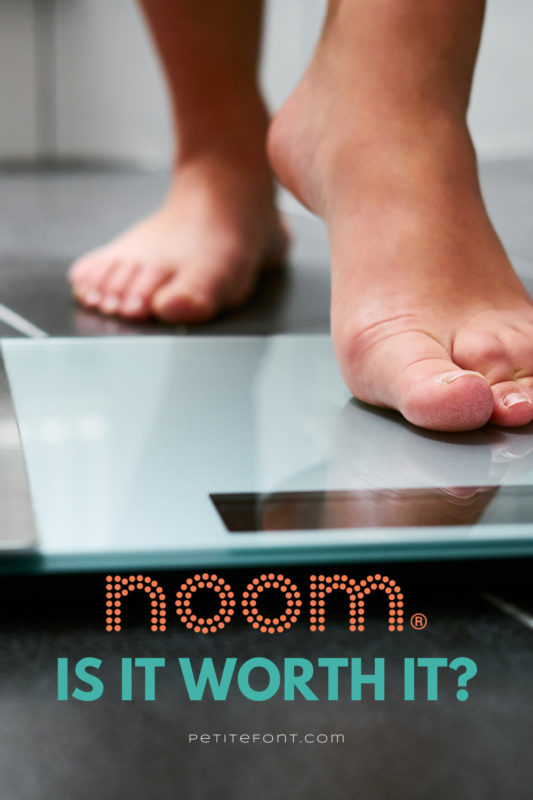 A foot stepping on a scale with text overlay that reads "Noom Is It Worth It?"