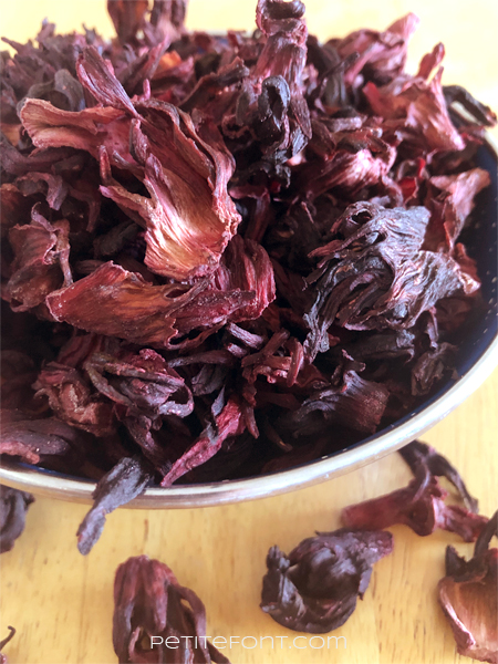 A bowl of dried hibiscus flowers