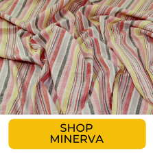 Swatch of painterly multicolored vertical striped fabric from Minerva