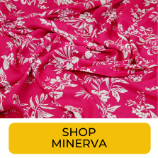 Swatch of hot pink and white large scale botanical print fabric from Minerva